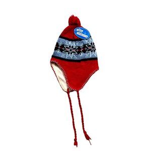 Winter Accessory Adult Unisex Snow Flakes Trapper Ear Flaps Beanie Tassels Red